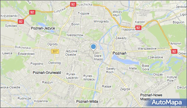 mapa Stare Miasto, Stare Miasto gmina Poznań na mapie Targeo